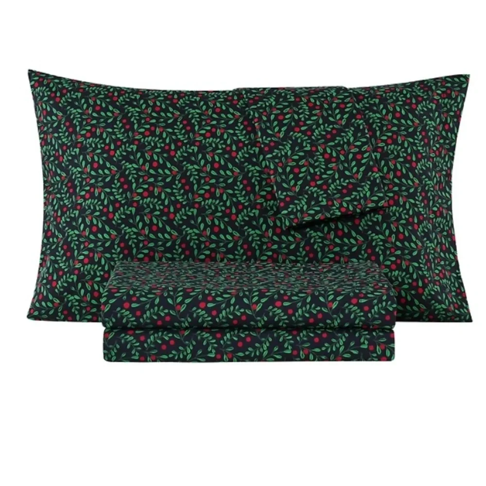 Holiday Printed Bedding Set - Green and Red